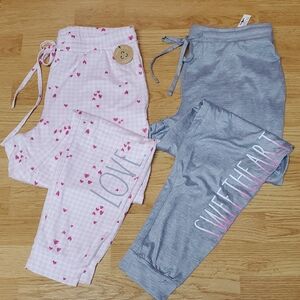 Rae Dunn Pink and Gray Pajama Pants Set Of 2 Size M Women